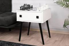 Beistelltisch im skandinavischen Stil Schachspiel 1 Schublade Ases Schachbrettmuster Schwarz und Weiß