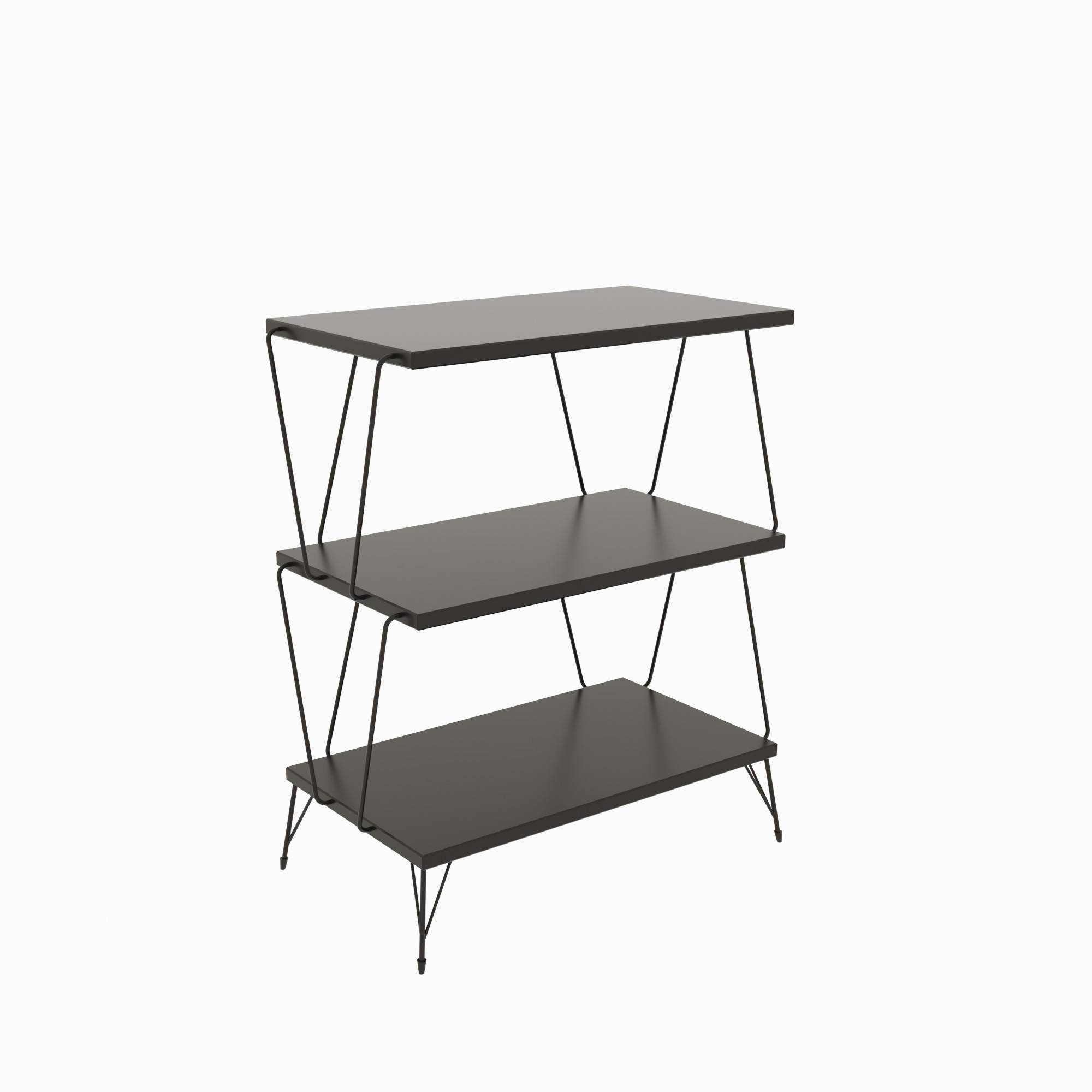 Ozone 3 tier side table - Metallo nero e legno antracite