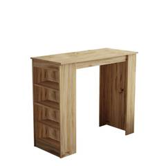 Mesa de bar Caron con 3 estantes en madera Roble claro