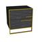 Comodino Mohso 2 cassetti in legno nero con struttura in metallo oro