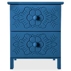 Table de chevet sculptée style marocain Chevignon L36cm Bois Bleu