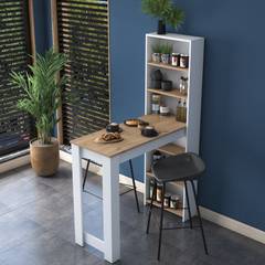 Mesa de cocina con estante Hylla Blanco y madera clara