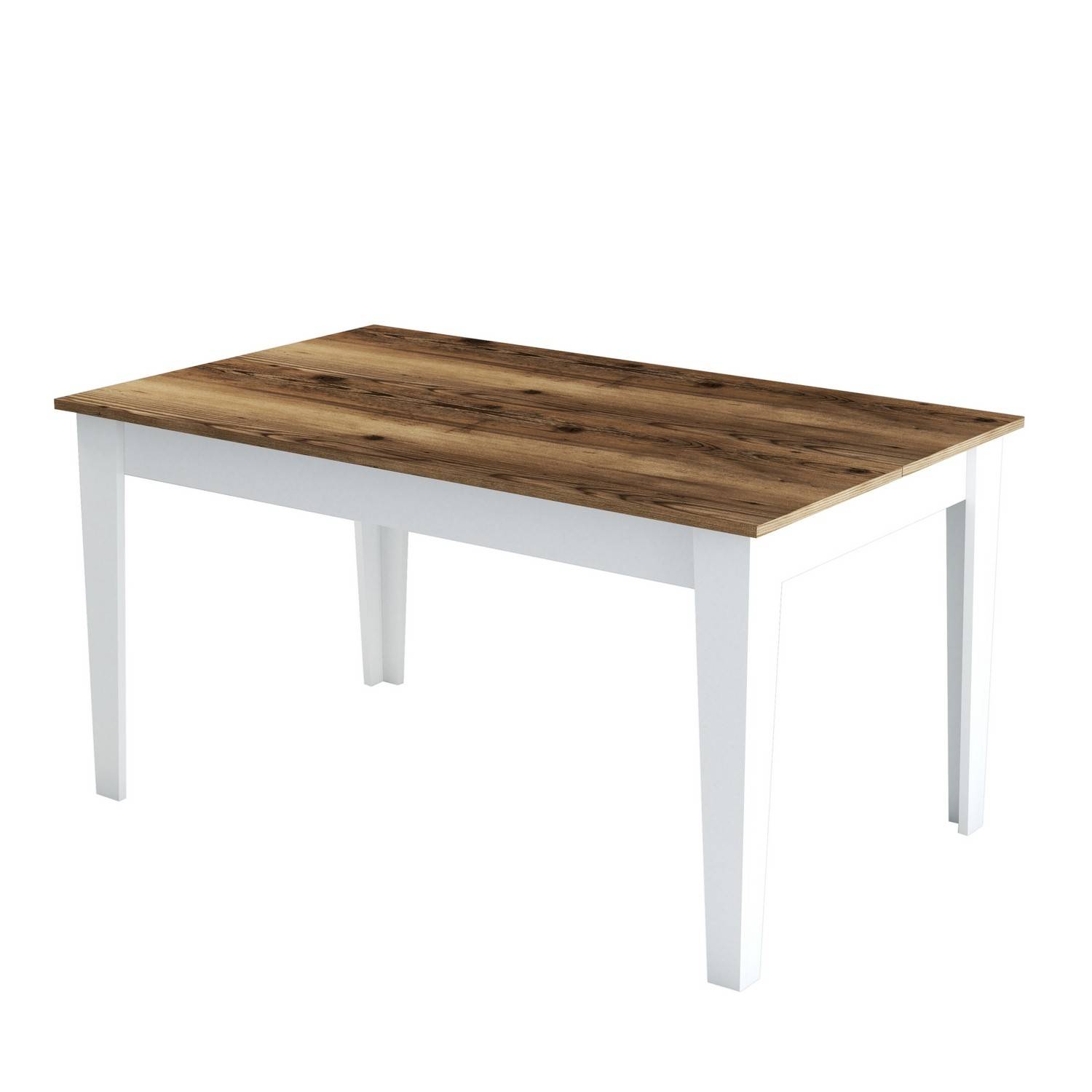 Esstisch mit Stauraum Kaltes B145cm Dunkles Holz und Weiß