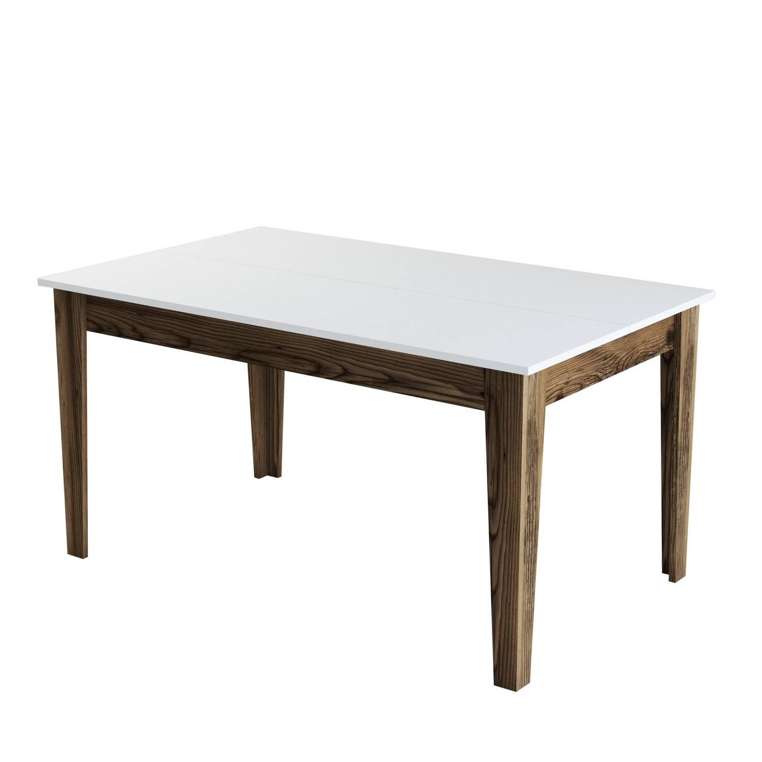 Esstisch mit Ablage Kaltes B145cm Weiß und Holz