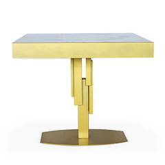 Mealane Tavolo quadrato allungabile di design 180 cm Effetto marmo bianco e oro