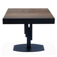 Table design carrée extensible 180cm Mealane pied central Métal Noir et Noyer