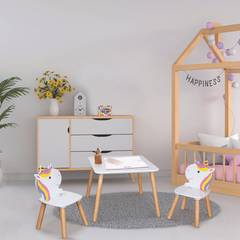 Table enfant avec 2 chaises Jolycorne design Licorne Bois et Blanc