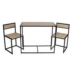 Table et 2 chaises Gilberto Bois Naturel et Métal Noir