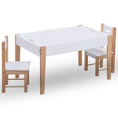 Tavolo e sedie per bambini Tibouti White con piano lavagna
