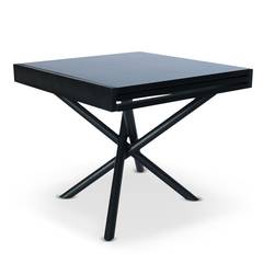 Table extensible moderne L90-180cm Liberac Métal noir et Bois Noir mat