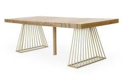 Solix uitschuifbare tafel Sonoma hout en gouden poten