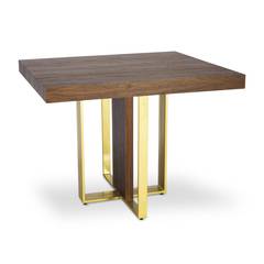 Uitschuifbare tafel Teresa Gold Hazelnotenhout Gouden poten