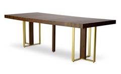 Uitschuifbare tafel Teresa Gold Hazelnotenhout Gouden poten