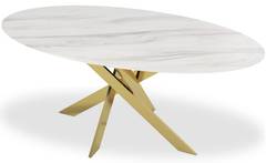 Greenwich Tisch weißer Marmoreffekt und vergoldete Beine