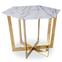 Zadig zeshoekige tafel 120cm wit marmer effect glas en goud metalen poot