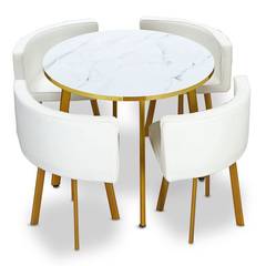 Runder Tisch und Stühle Riga Marmor-Effekt und Gold