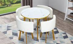 Runder Tisch und Stühle Riga Marmor-Effekt und Gold