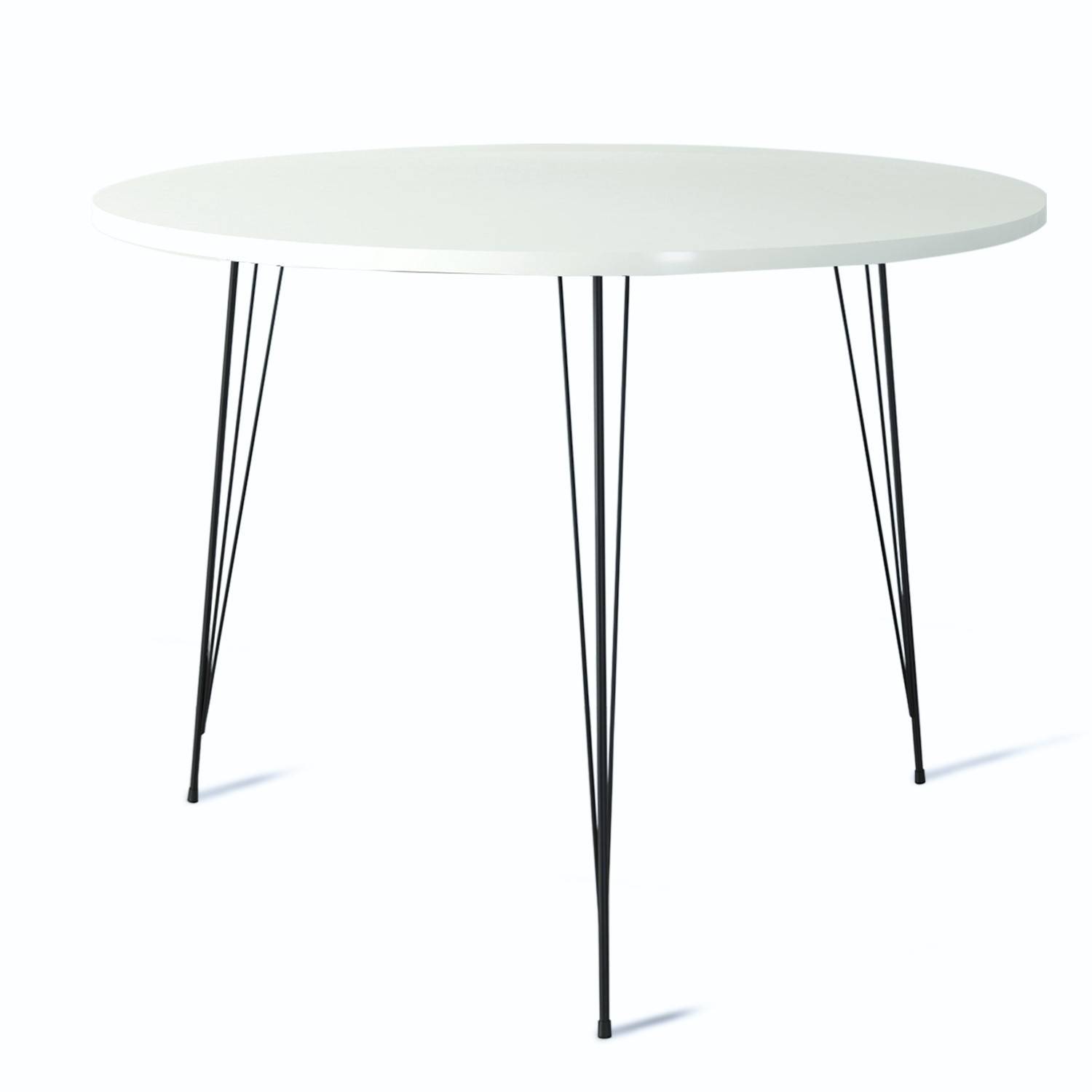 Runder Tisch Gillson D90cm Metall Schwarz und Holz Weiß Hochglanz