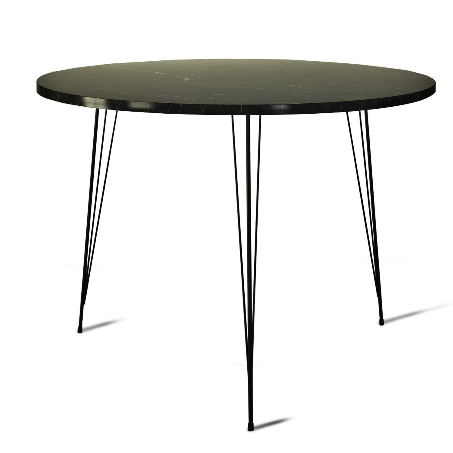 Tavolo rotondo Gillson D90cm Metallo e legno nero Effetto marmo nero
