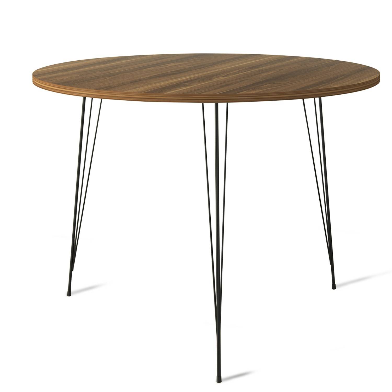 Runder Tisch Gillson D90cm Metall Schwarz und dunkles Holz