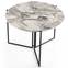 Table ronde pliable gain de place Origami Ø100cm Effet marbre blanc et Métal Noir