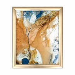 Dekoratives Wandbild mit Rahmen Gold Cuenca B23,5xH28,5cm Marmoreffekt Blau, Braun und Gold