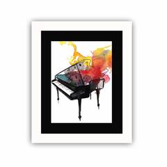 Tableau décoratif Colosi 23,5x28,5cm Bois Noir et Blanc Motif Piano Multicolore