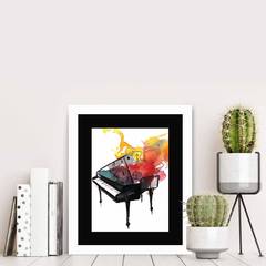 Decoratief schilderij Colosi 23,5x28,5cm Hout Zwart Wit Motief Piano Multicolore