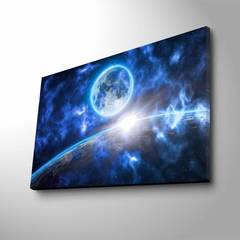 Tableau décoratif lumineux LED Lucendi L70x45cm Motif Terre et Lune