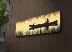 Tableau décoratif lumineux LED Lucendia 90cm Motif Canoe Noir et Jaune