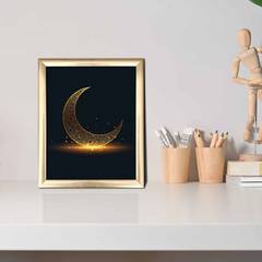 Sigbert Quadro decorativo L23,5xH28,5cm Legno motivo mezzaluna Arabesque Oro e nero