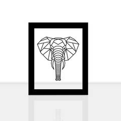 Cuadro decorativo enmarcado Plexiglás elefante Negro