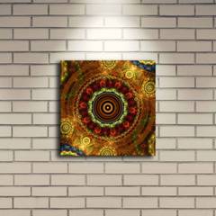 Decoratief LED lichtbord Lucendi Mandala Suede Canvas Hout Multicolour