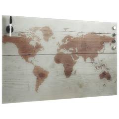 Lavagna magnetica da parete Magica 100x60cm Vetro imbrogliato grigio e marrone Motivo mappa del mondo