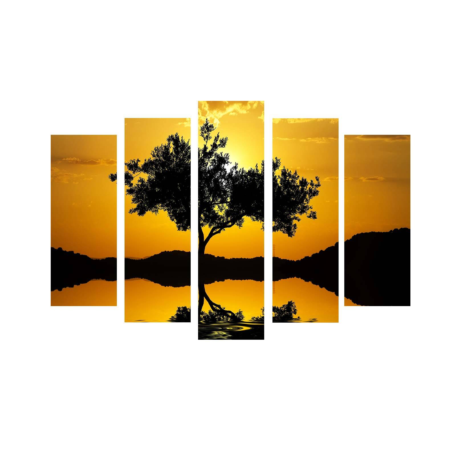 Pentittico Atos Pattern Tree Mirror Reflection nero e giallo
