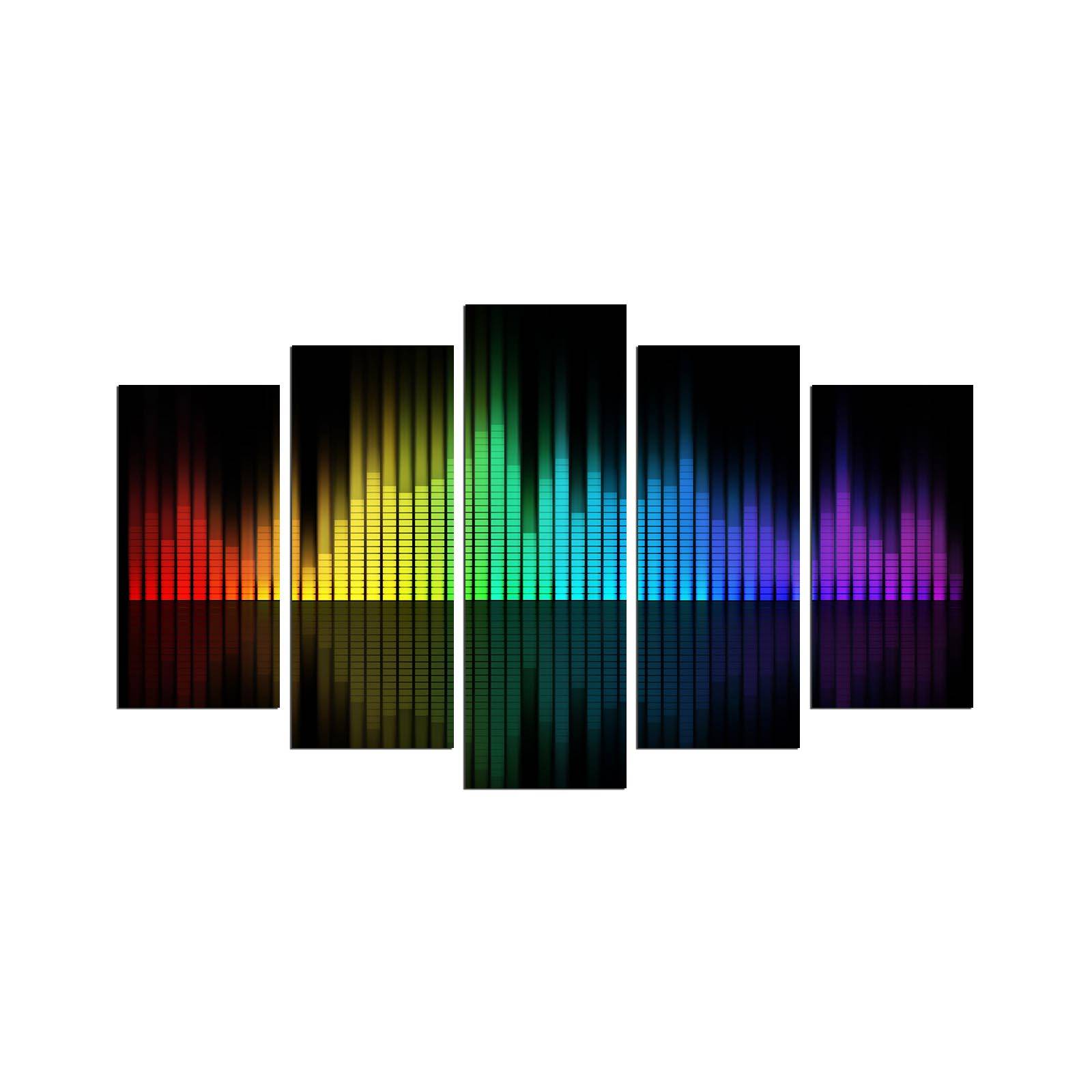 Tableau pentaptyque Atos Motif Bande rythmique Multicolore