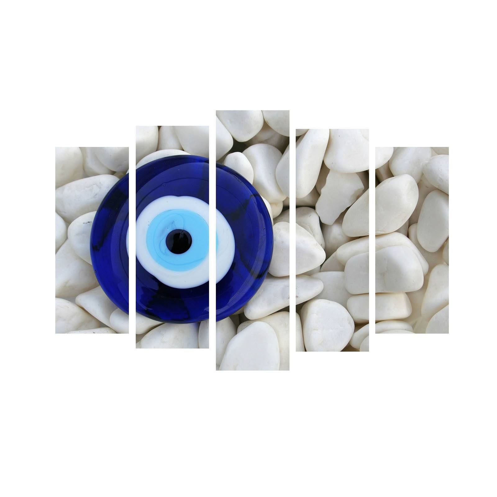 Vijfluik Patroon Atos Witte kiezelstenen en blauwe ogen