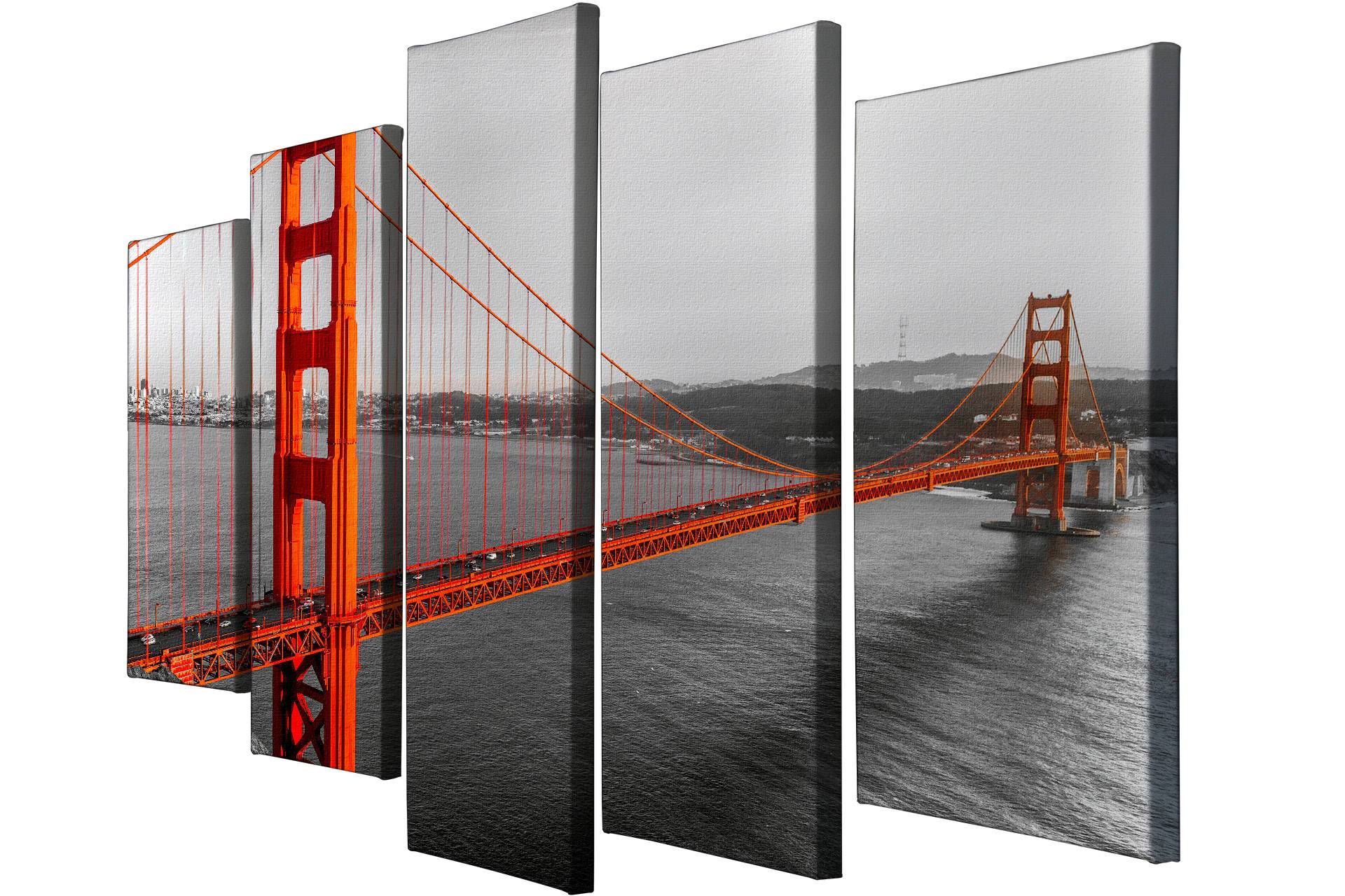 Tableau pentaptyque Atos Motif Golden Gate