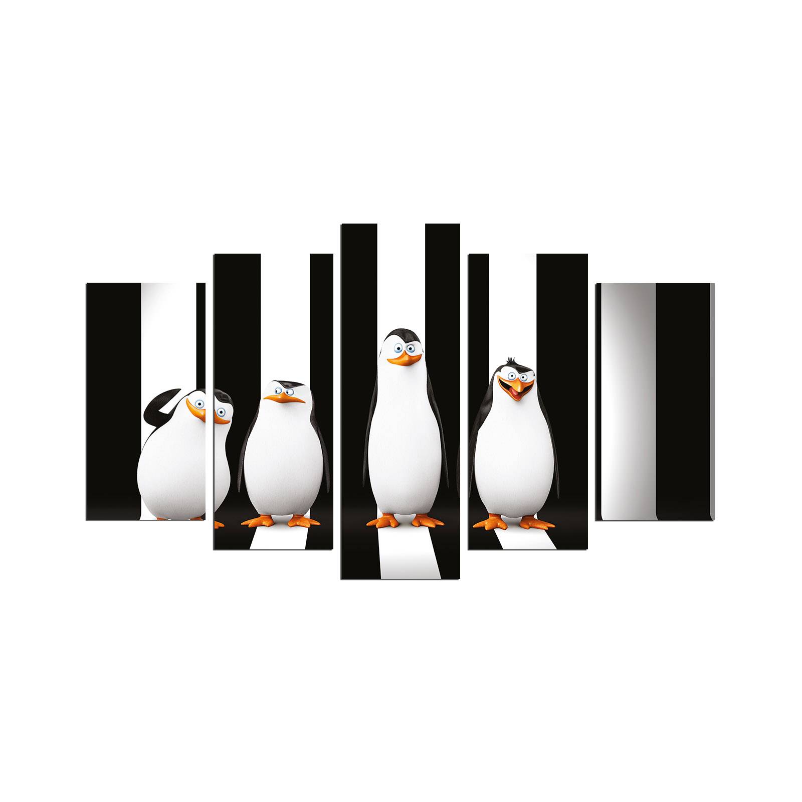 Tableau pentaptyque Atos Motif Pingouins de Madagascar