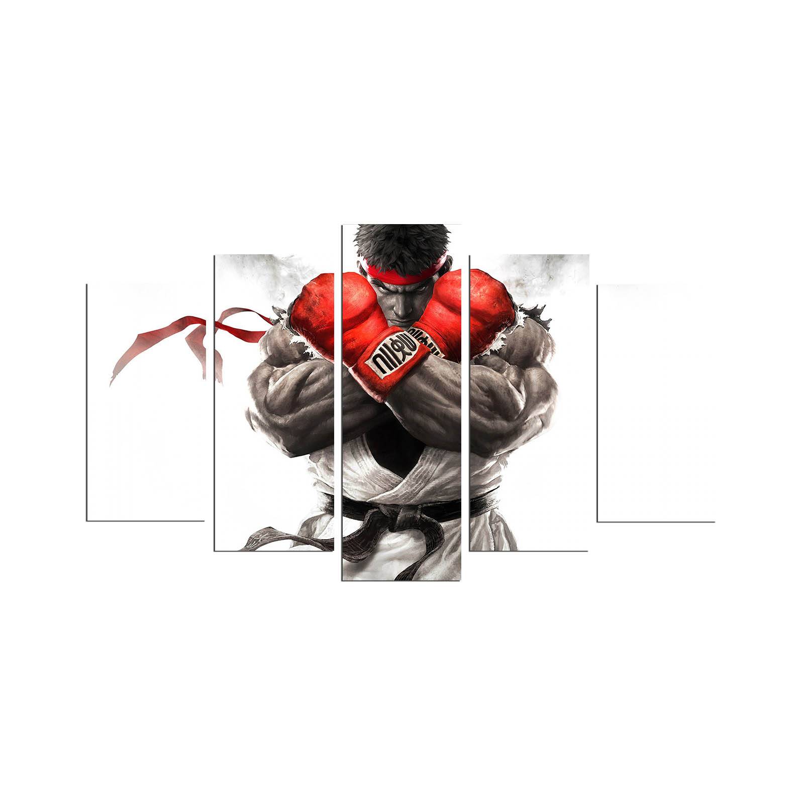 Tableau pentaptyque Atos Motif Ryu de Street Fighter