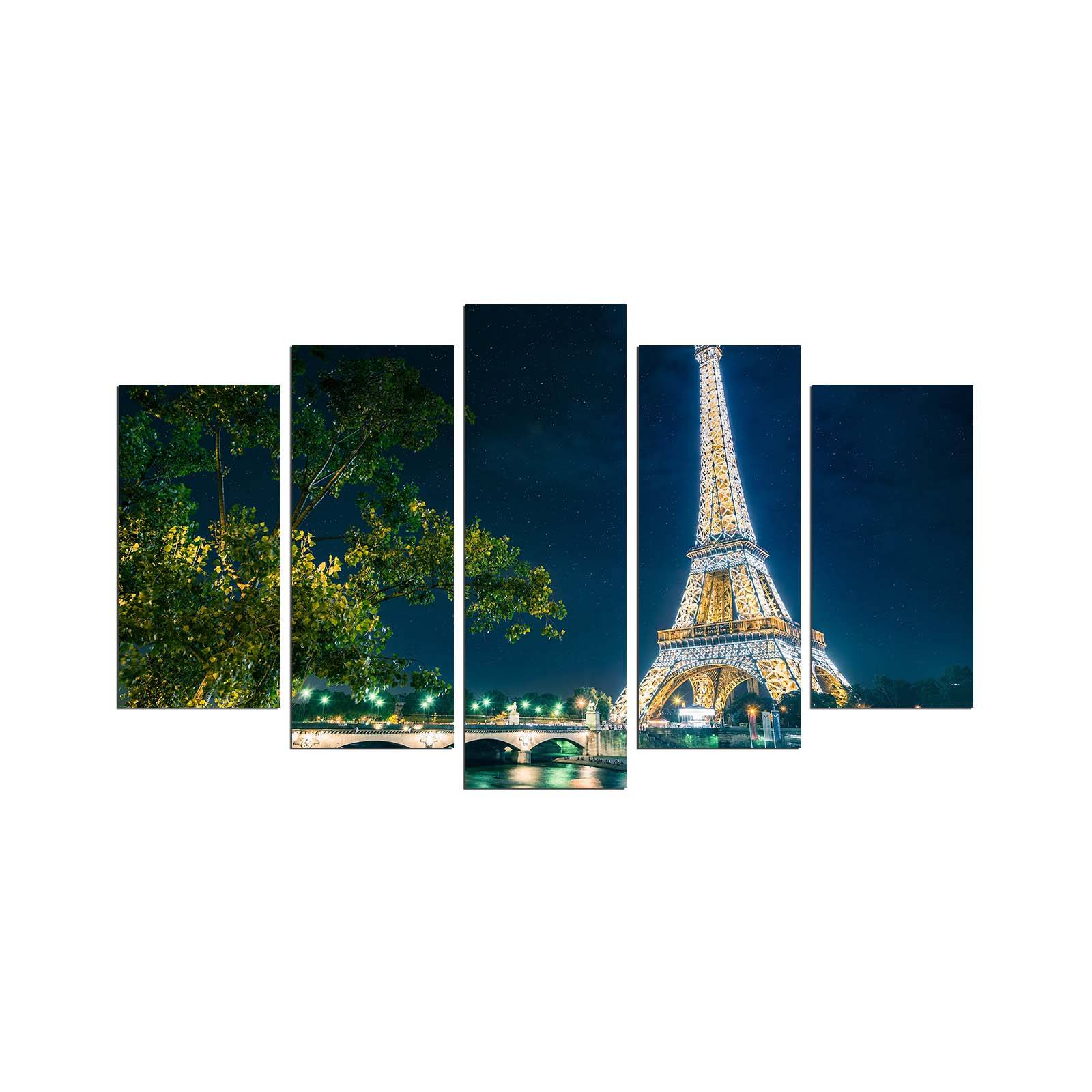 Gemälde Pentaptyque Atos Motiv Eiffelturm in der Nacht