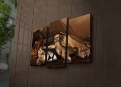 LED verlicht drieluik The Lion King Lucendi Suede canvas Hout Veelkleurig