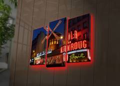 Tríptico retroiluminado por LEDs Moulin Rouge Lucendi Suede canvas Wood Multicolor