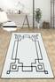 Abad tapijt 100x300cm Fluweel Geometrisch patroon Wit en Zwart