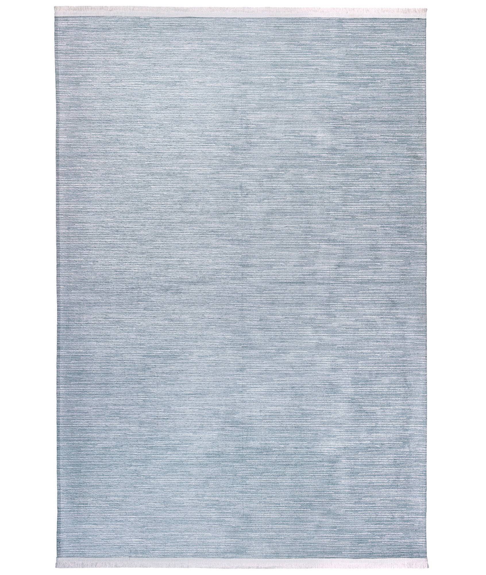 Bohni Teppich 100x400cm 100% Velours Blau und Weiß