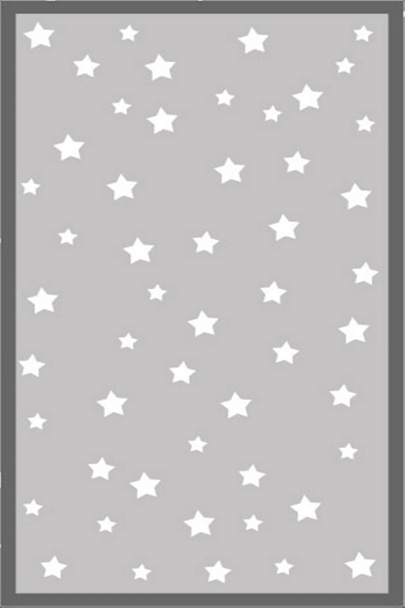 Brognac Teppich 80x120cm Velours Sternmuster Grau und Weiß