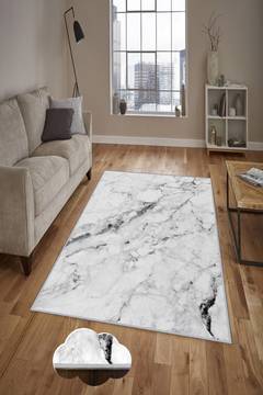 Tappeto Caserta 120x180cm Bianco effetto marmo