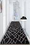 Kenzi hal vloerkleed 80x150cm Fluweel met zwart en wit craquelé patroon