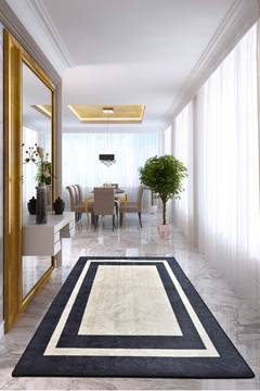Tappeto da corridoio Silassy 100x200cm in velluto nero e beige