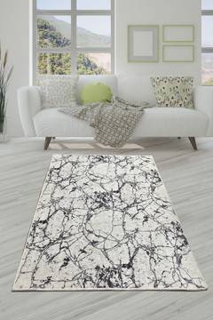 Artemus hal tapijt 80x300cm Wit marmer effect patroon